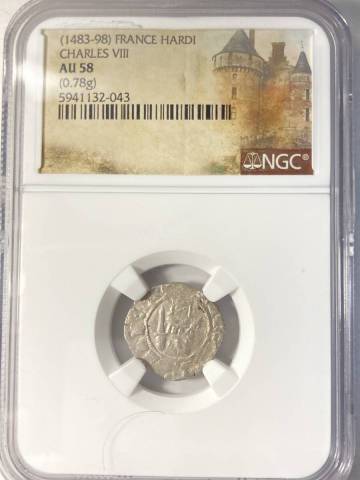 １円スタート!★NGC AU58フランス シャルル8世 (1483-1498) ハーディ銀貨★アンティーク コイン