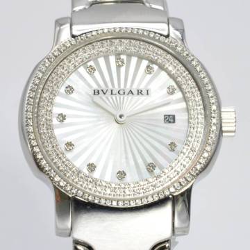 １円～稼働　543-1207956I　BVLGARIブルガリ　ソロテンポ 　ST29S　SS　ステンレス　デイト　クォーツ　シェル文字盤　レディース腕時計