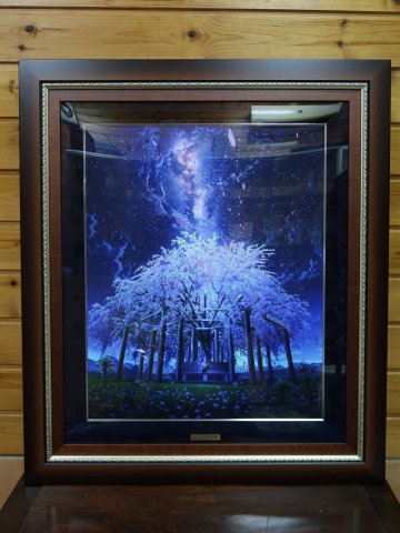 【青宝】022142mocha「桜香微酔」版画　ミクスドメティア　191/200　額装　アールビバン社保証書（20418799）