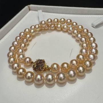 【テリ強 ゴールデン系】 あこや真珠 パール ネックレス 7.9mm 44cm 36.0g akoya pearl jewelry necklace アコヤ 本真珠 ジュエリー 宝石