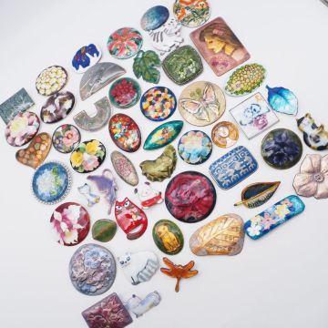 SB0302 1円 七宝 ブローチ 豪華50個 色柄多数 大量セット まとめて(0)