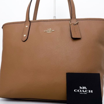 1円■超美品■最高級ライン■型崩れ無し■入手困難色■COACH コーチ オールレザー トートバッグ ビジネス A4 メンズ レディース ベージュ