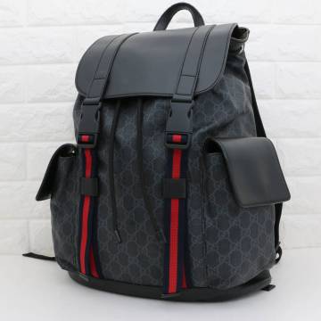 GUCCI グッチ GG スプリーム シェリーライン GG柄 495563 バックパック リュック ブラック メンズ レディース 大容量 レザー PVC 