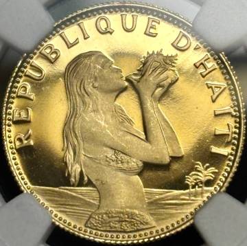 【ハイチ金貨】(発行915枚のみ NGC-PF66 7.3g/90%金 1973年)