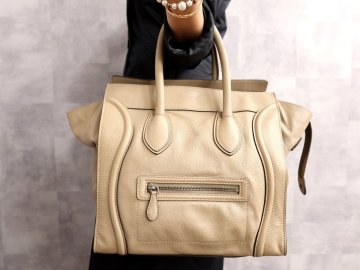 ●超美品●CELINE セリーヌ●ラゲージ●カーフ レザー 本革●ハンド バッグ●ベージュ●シルバー金具●腕掛け●B5 収納 かばん●Js65814