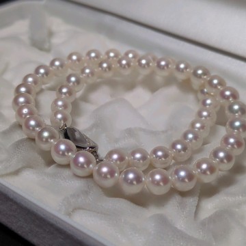 【7.0-7.5mm】アコヤ真珠 38cm SV925 ホワイト ネックレス 本真珠 アクセサリー SILVER pearl あこや パール