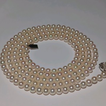 【テリ最高 ロング124cm 83g 6.5-7.0mm】アコヤ真珠 ホワイト ネックレス 本真珠 アクセサリー SILVER pearl あこや パール