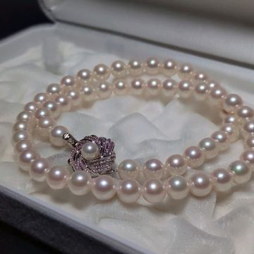 【テリ最高 7.0-7.5mm】アコヤ真珠 44cm ホワイト ネックレス 本真珠 アクセサリー SILVER pearl あこや パール