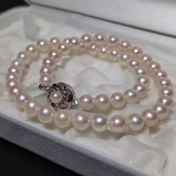 【7.5-8.0mm】アコヤ真珠 42cm ホワイト ネックレス 本真珠 アクセサリー SILVER pearl あこや パール