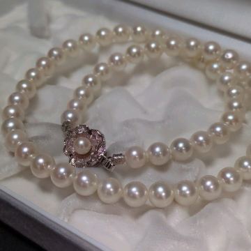 【7.0-7.5mm】アコヤ真珠 44cm ホワイト ネックレス 本真珠 アクセサリー SILVER pearl あこや パール