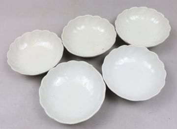 江戸時代 白磁輪花型皿 五客 茶懐石 古民芸 TK024