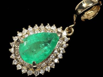 GV17979T【1円～】新品仕上【RK宝石】≪Emerald≫ 上質エメラルド 大粒1.37ct 極上ダイヤモンド K18 高級ペンダントヘッド ネックレス
