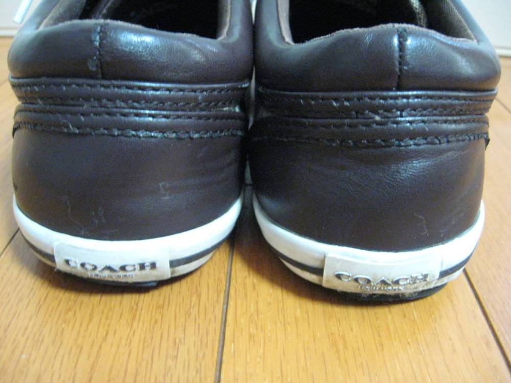 即決 コーチ COACH ローカットスニーカー 23.5cm/7.5B ロゴ入りシグネチャース ベージュｘ茶色