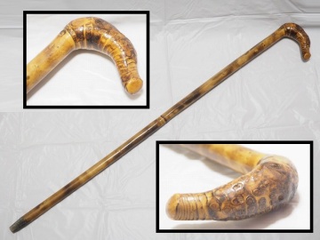 D0050 時代物 竹製 杖 ☆ 全長87.5㎝ 天然竹 竹工蕓 竹根 老竹 竹節 手杖 節拐杖 時代杖 ステッキ 軽量 アンティーク 古竹 骨董 古い 古玩