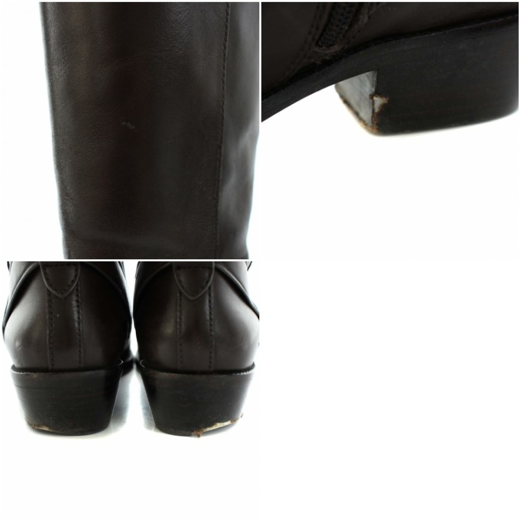 コーチ COACH キャロライン CAROLINE ロングブーツ ラウンドトゥ チャンキーヒール レザー US6B 23.0cm 茶 ブラウン ■GY19 レディース