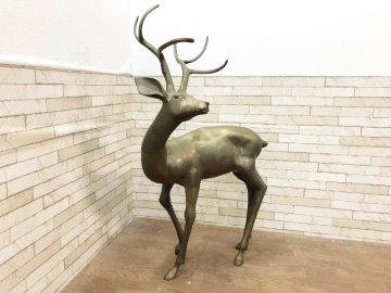 真鍮 鹿 シカ 装飾 コレクション オブジェ 飾り インテリア 雑貨 動物 アンティーク調 (貝515)