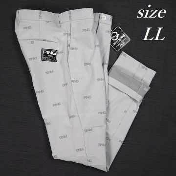 R549 新品 PING ピン ゴルフ 総柄 ジャガード ストレッチパンツ 定価22000円 グレー LL