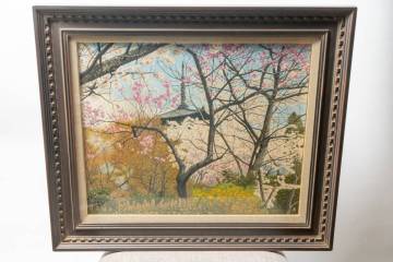 真如堂の桜 本松 進一 絵画 油彩画 日本画 管理番号：3926