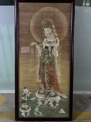 ▼渡鶴羽▼W1333『朝鮮古書道 高麗 高麗仏画 高麗観音図 ★ 朝鮮古書画 真筆 手書き 肉筆卷物』