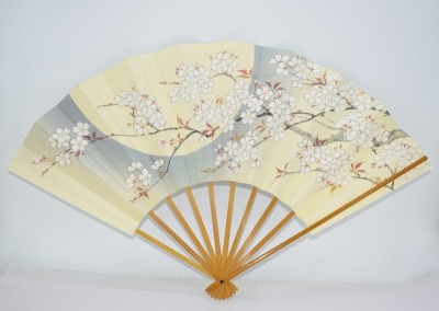 飾扇 月に桜/月に芒絵 (1) 複製 02-8907-01