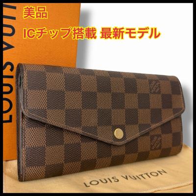 1円 【美品 ICチップ搭載】LOUIS VUITTON ルイヴィトン ポルトフォイユ サラ 長財布 ダミエ エベヌ N63209 メンズ LV 新型モデル