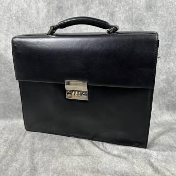 GOLD PFEIL ゴールドファイル ブリーフ ショルダーバッグ オールレザー 本革 ドイツ製 ブラック シルバー (RB-076)