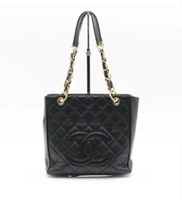 1円【美品】シャネル キャビアスキン PST トートバッグ CHANEL ココマーク