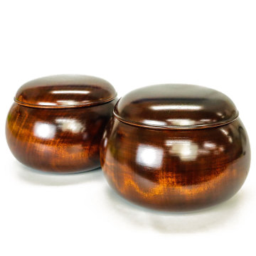 囲碁 木製碁笥 栃 本漆仕上げ 超特大 蛤碁石40号まで収納可能 ※本漆で仕上げた深みがあり煌びやかな栃の碁笥【囲碁将棋専門店の将碁屋】