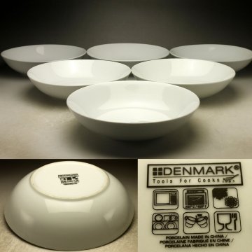 【余韻】 DENMARK tools for cooks 白磁 丸鉢揃（6客）★レンジ対応 容器 無傷美品＜同梱可＞