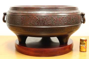 S579 銅製 斑紫銅 大火鉢 重量32.7kg