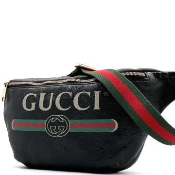 《美品》GUCCI グッチ シェリーライン ヴィンテージ ロゴ レザー ボディバッグ ウエストポーチ ブラック 斜め掛け
