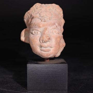 時代　土偶　頭　台座　/　仏教美術　仏像　置物　煎茶飾　検索：　クメール　カンボジア　エジプト　.G1891