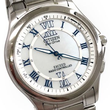 美品 CITIZEN シチズン EXCEED エクシード Eco-Drive エコドライブ 腕時計 EBH74-2171 H430-T005675 電波ソーラー アナログ シェル
