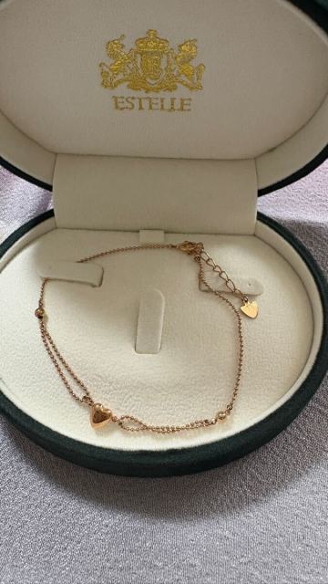 1円〜美品 ESTELLE K18ゴールド ブレスレット ハートチャーム付 装飾品 2.0g 12.5cm アクセサリー gold/銀/金製/金製品/目方 純金 プラチナ