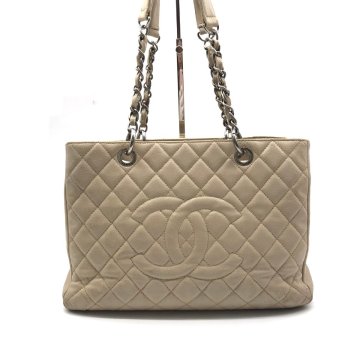 1円 CHANEL シャネル ココマーク キャビアスキン チェーン トート バッグ ベージュ レディース ブランド 鞄 カバン Bag a8868