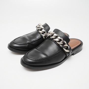 MH9318〇GIVENCHY ジバンシィ*チェーン装飾 レザーサンダル*23.5cm相当*靴*ブラック