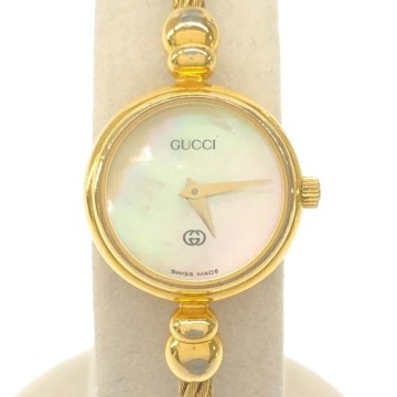 質屋 1円～ 稼働 腕時計 GUCCI グッチ 2700L クォーツ シェル文字盤 ゴールドカラー レディース 2025.05電池交換済 箱有 H5700 みいち質店