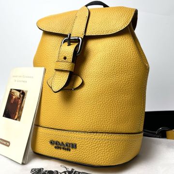 ●新品同様/現行 COACH コーチ ボディバッグ ウエストポーチ スリングバッグ クロスボディ 黄色 イエロー 本革 レザー メンズ 斜めがけ