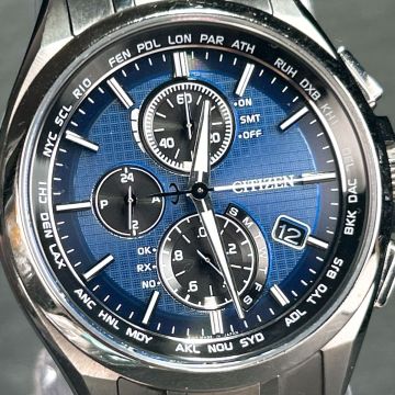 美品 CITIZEN シチズン ATTESA アテッサ エコドライブ 腕時計 AT8040-57L H804-T018696 電波ソーラー クロノグラフ チタン 動作確認済み