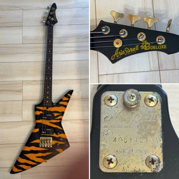 ☆Aria アリア ZZB Deluxe Tiger Zebra Stripe タイガーゼブラストライプ 変形ベース エレキベース☆動作未確認 現状品☆