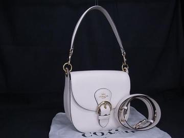 1円 ■新品同様■ COACH コーチ C5686 クリオ レザー 2WAY クロスボディ ハンドバッグ ショルダー 肩掛け 斜め掛け アイボリー系 FL5902