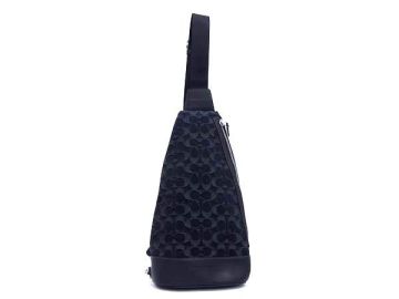 1円 ■新品■未使用■ COACH コーチ CAJ63 シグネチャー キャンバス×レザー ボディバッグ ショルダー 斜め掛け ブラック系 FL6283