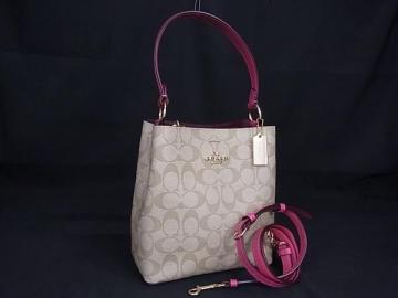 1円 ■新品同様■ COACH コーチ 2312 シグネチャー PVC×レザー 2WAY ハンドバッグ ショルダー クロスボディ 斜め掛け ベージュ系 FL6294