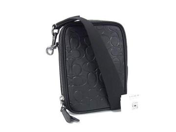 1円 ■新品■未使用■ COACH コーチ CY909 シグネチャー レザー クロスボディ ショルダーバッグ メンズ レディース ブラック系 FL6306