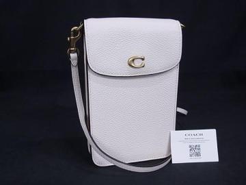 1円 ■極美品■ COACH コーチ CH815 レザー クロスボディ ショルダーバッグ スマホショルダー ミニバッグ 斜め掛け アイボリー系 FL6420