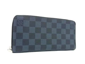 1円 ■美品■ LOUIS VUITTON ルイヴィトン N62240 ダミエコバルト ジッピーウォレット ヴェルティカル 長財布 小銭入れ ネイビー系 EA3383