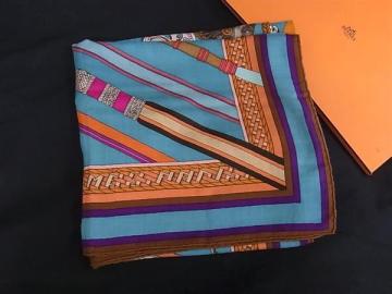 1円 ■美品■ HERMES エルメス Concours d’etriers【エトリエの競演】カシミヤ×シルク 大判 ストール ショール ブラウン系 EA3380