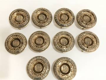 DG8351 灰皿? 香炉? 福 10個 おまとめ 銀星工芸産業社 真鍮 韓国製 置物 アンティーク