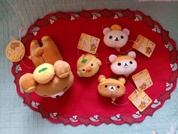 ★リラックマ★みかん帽子 ぬいぐるみ1点 & まんまるフェイスマスコット全4点セット(未使用保管品) 