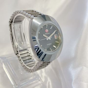 【稼動品】RADO ラドー DIASTAR ダイアスター 自動巻き メンズ 腕時計 黒文字盤 外観美品 ベルト純正 シルバー 8d ②
